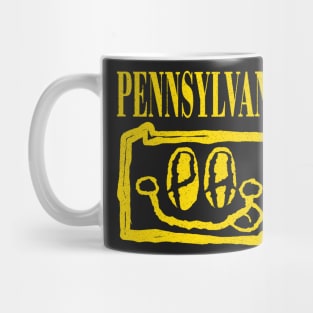 Pennsylvania Grunge Smiling Face Black Background Mug